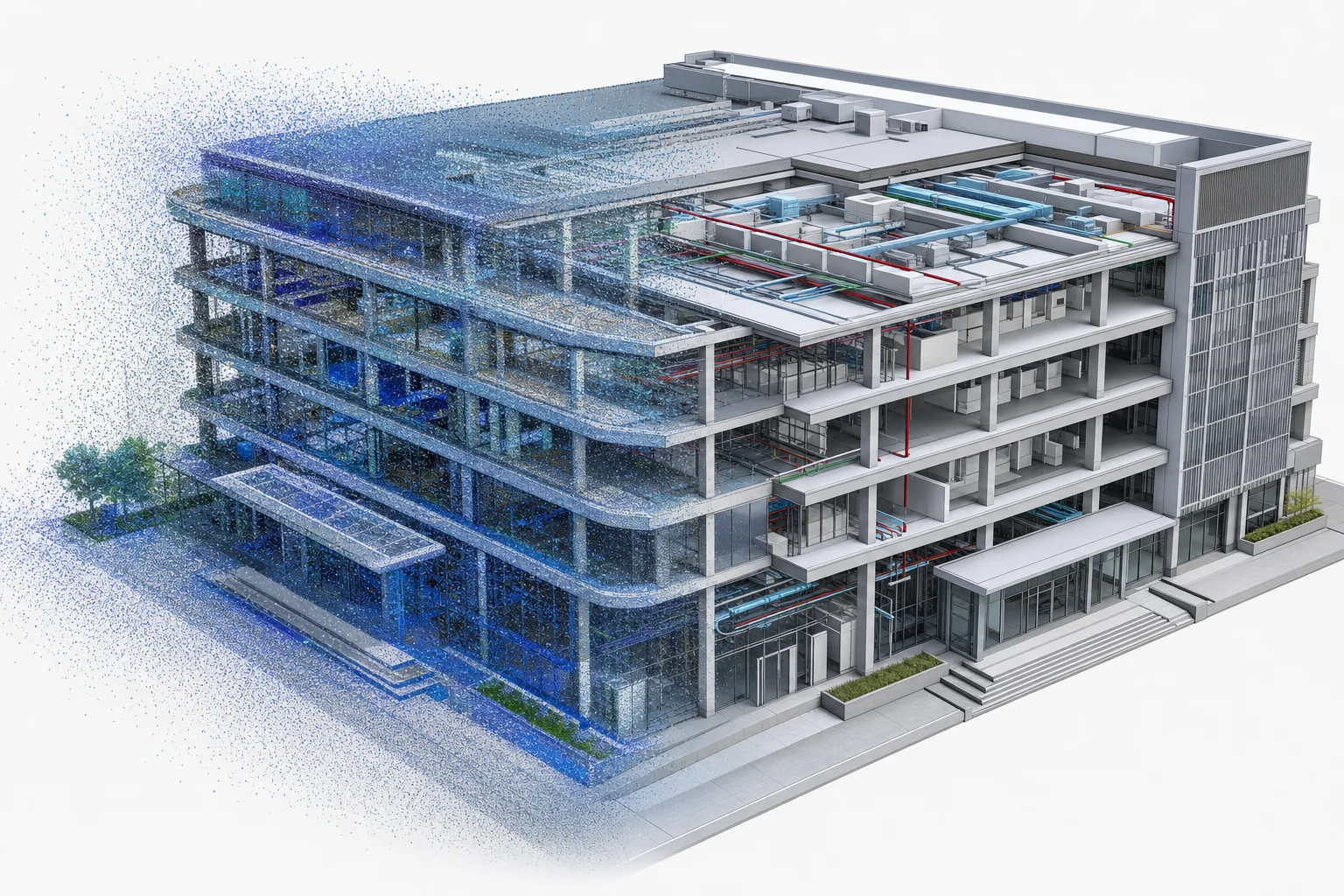 Building point cloud transitioning into a structured BIM model